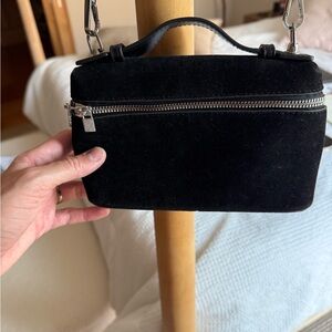 Elegant Black Suede Handbag